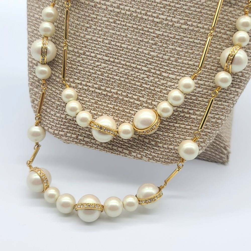 NWTS $148 Kate Spade "PURELY PEARLY" Swarovski Crystal & Double Pearl Strand ♥️ - Picture 8 of 10